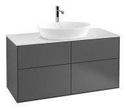 Тумба під раковину Villeroy & Boch Finion 120х50,1 см з підсвічуванням антрацит матовий лак/скло біле матове G79100GK