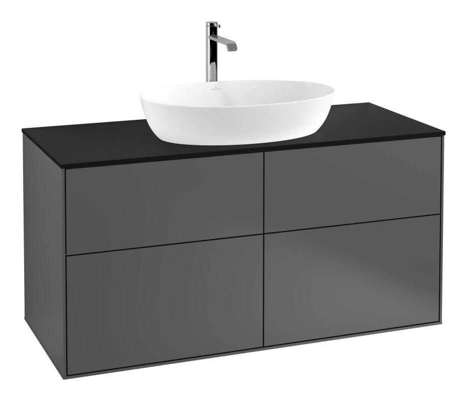Тумба під раковину Villeroy & Boch Finion 120х50,1 см з підсвічуванням антрацит матовий лак/скло чорне матове G79200GK