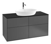Тумба під раковину Villeroy & Boch Finion 120х50,1 см з підсвічуванням антрацит матовий лак/скло чорне матове G79200GK