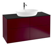 Тумба під раковину Villeroy & Boch Finion 120х50,1 см з підсвічуванням МДФ півонія матовий лак/скло чорне матове G79200HB