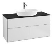 Тумба под раковину Villeroy & Boch Finion 120х50,1 см с подсветкой МДФ белый матовый лак/стекло черное матовое G79200MT