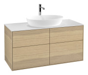 Тумба под раковину Villeroy & Boch Finion 120х50,1 см с подсветкой МДФ шпон дуба/стекло белое матовое G79100PC