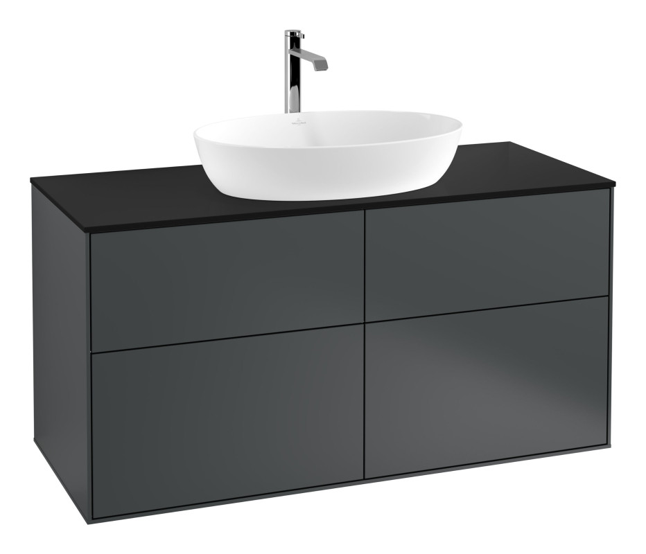 Тумба под раковину Villeroy & Boch Finion 120х50,1 см с подсветкой МДФ темно-синий матовый лак/стекло черное матовое G79200HG