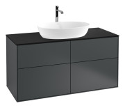 Тумба под раковину Villeroy & Boch Finion 120х50,1 см с подсветкой МДФ темно-синий матовый лак/стекло черное матовое G79200HG