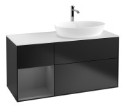 Тумба под раковину Villeroy & Boch Finion 120х50,1 см с подсветкой МДФ черный матовый лак/стекло белое матовое F801GKPD