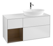 Тумба під раковину Villeroy & Boch Finion 120х50,1 см із підсвічуванням МДФ білий матовий лак/скло біле матове F801GNMT