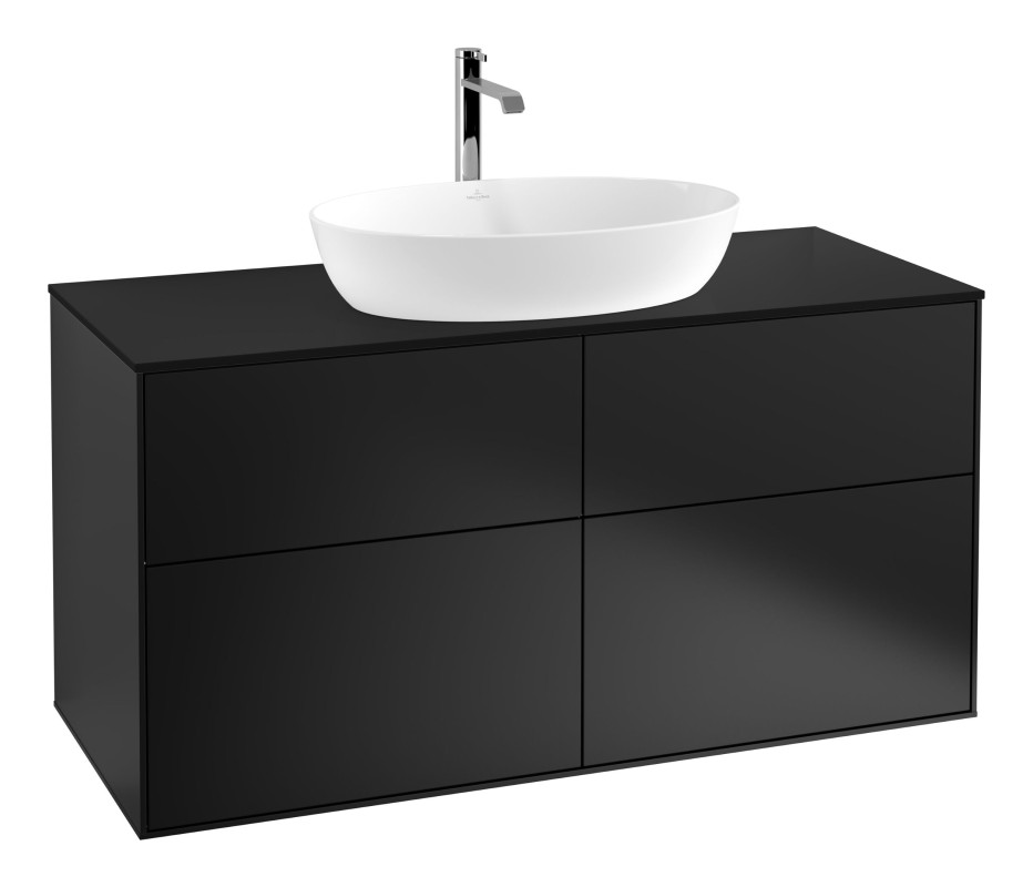 Тумба под раковину Villeroy & Boch Finion 120х50,1 см с подсветкой МДФ черный матовый лак/стекло черное матовое G79200PD