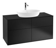 Тумба під раковину Villeroy & Boch Finion 120х50,1 см з підсвічуванням МДФ чорний матовий лак/скло чорне матове G79200PD