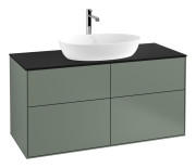 Тумба под раковину Villeroy & Boch Finion 120х50,1 см с подсветкой МДФ оливковый матовый лак/стекло черное матовое G79200GM