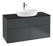 Тумба під раковину Villeroy & Boch Finion 120х50,1 см із підсвічуванням МДФ темно-синій матовий лак/скло чорне матове G79200HG