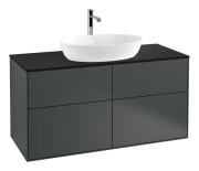 Тумба під раковину Villeroy & Boch Finion 120х50,1 см із підсвічуванням МДФ темно-синій матовий лак/скло чорне матове G79200HG