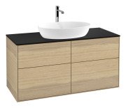 Тумба під раковину Villeroy & Boch Finion 120х50,1 см з підсвічуванням МДФ шпон дуба/скло чорне матове G79200PC