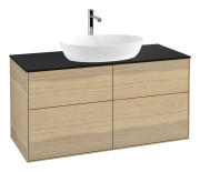 Тумба под раковину Villeroy & Boch Finion 120х50,1 см с подсветкой МДФ шпон дуба/стекло черное матовое G79200PC