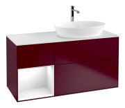 Тумба под раковину Villeroy & Boch Finion 120х50,1 см с подсветкой МДФ пион матовый лак/стекло белое матовое F801GFHB