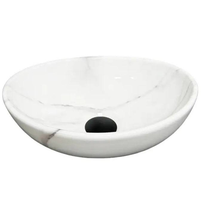 Раковина для ванної кімнати VBI PARMA S 35x26 см кераміка природній мармур глянсовий VBI-011002