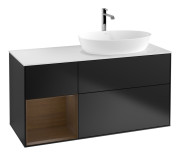 Тумба під раковину Villeroy & Boch Finion 120х50,1 см із підсвічуванням МДФ чорний матовий лак/скло біле матове F801GNPD