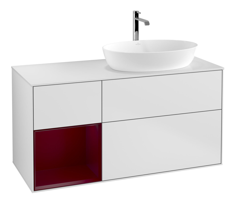 Тумба под раковину Villeroy & Boch Finion 120х50,1 см с подсветкой МДФ белый матовый лак/стекло белое матовое F801HBMT