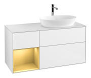 Тумба под раковину Villeroy & Boch Finion 120х50,1 см с подсветкой МДФ глянцевый белый лак/стекло белое матовое F801HFGF
