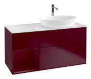 Тумба под раковину Villeroy & Boch Finion 120х50,1 см с подсветкой МДФ пион матовый лак/стекло белое матовое F801HBHB