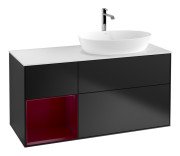 Тумба під раковину Villeroy & Boch Finion 120х50,1 см із підсвічуванням МДФ чорний матовий лак/скло біле матове F801HBPD