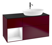 Тумба под раковину Villeroy & Boch Finion 120х50,1 см с подсветкой МДФ пион матовый лак/стекло черное матовое F802GFHB