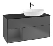 Тумба под раковину Villeroy & Boch Finion 120х50,1 см с подсветкой МДФ антрацит матовый лак/стекло черное матовое F802GKGK