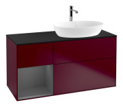 Тумба под раковину Villeroy & Boch Finion 120х50,1 см с подсветкой МДФ пион матовый лак/стекло черное матовое F802GKHB