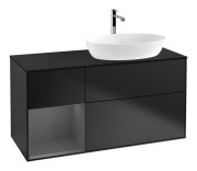 Тумба под раковину Villeroy & Boch Finion 120х50,1 см с подсветкой МДФ черный матовый лак/стекло черное матовое F802GKPD