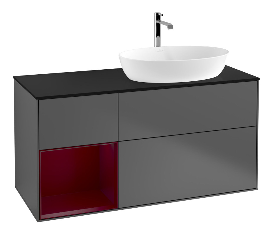 Тумба под раковину Villeroy & Boch Finion 120х50,1 см с подсветкой МДФ антрацит матовый лак/стекло черное матовое F802HBGK