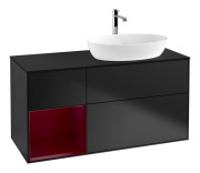 Тумба под раковину Villeroy & Boch Finion 120х50,1 см с подсветкой МДФ черный матовый лак/стекло черное матовое F802HBPD