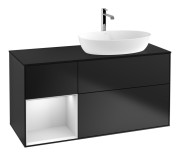 Тумба под раковину Villeroy & Boch Finion 120х50,1 см с подсветкой МДФ черный матовый лак/стекло черное матовое F802MTPD