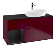 Тумба под раковину Villeroy & Boch Finion 120х50,1 см с подсветкой МДФ пион матовый лак/стекло черное матовое F802PDHB