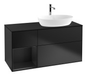 Тумба под раковину Villeroy & Boch Finion 120х50,1 см с подсветкой МДФ черный матовый лак/стекло черное матовое F802PDPD