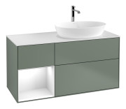 Тумба под раковину Villeroy & Boch Finion 120х50,1 см с подсветкой МДФ оливковый матовый лак/стекло белое матовое F801GFGM