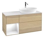 Тумба под раковину Villeroy & Boch Finion 120х50,1 см с подсветкой МДФ шпон дуба/стекло белое матовое F801GFPC