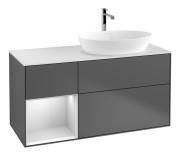 Тумба под раковину Villeroy & Boch Finion 120х50,1 см с подсветкой МДФ антрацит матовый лак/стекло белое матовое F801MTGK