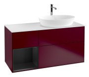 Тумба под раковину Villeroy & Boch Finion 120х50,1 см с подсветкой МДФ пион матовый лак/стекло белое матовое F801PDHB