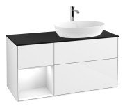 Тумба під раковину Villeroy & Boch Finion 120х50,1 см із підсвічуванням МДФ білий глянцевий лак/скло чорне матове F802GFGF