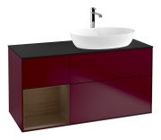 Тумба под раковину Villeroy & Boch Finion 120х50,1 см с подсветкой МДФ пион матовый лак/стекло черное матовое F802GNHB