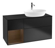 Тумба під раковину Villeroy & Boch Finion 120х50,1 см із підсвічуванням МДФ чорний матовий лак/скло чорне матове F802GNPD