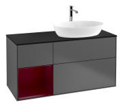 Тумба под раковину Villeroy & Boch Finion 120х50,1 см с подсветкой МДФ антрацит матовый лак/стекло черное матовое F802HBGK