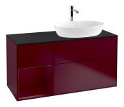 Тумба под раковину Villeroy & Boch Finion 120х50,1 см с подсветкой МДФ пион матовый лак/стекло черное матовое F802HBHB