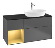 Тумба під раковину Villeroy & Boch Finion 120х50,1 см із підсвічуванням МДФ антрацит матовий лак/скло чорне матове F802HFGK