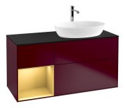 Тумба під раковину Villeroy & Boch Finion 120х50,1 см із підсвічуванням МДФ півонія матовий лак/скло чорне матове F802HFHB