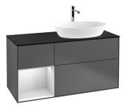 Тумба под раковину Villeroy & Boch Finion 120х50,1 см с подсветкой МДФ антрацит матовый лак/стекло черное матовое F802MTGK