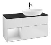 Тумба под раковину Villeroy & Boch Finion 120х50,1 см с подсветкой МДФ белый матовый лак/стекло черное матовое F802MTMT
