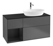 Тумба під раковину Villeroy & Boch Finion 120х50,1 см із підсвічуванням МДФ антрацит матовий лак/скло чорне матове F802PDGK