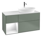 Тумба под раковину Villeroy & Boch Finion 120х50,1 см с подсветкой МДФ оливковый матовый лак/стекло белое матовое F801GFGM