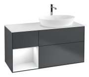 Тумба під раковину Villeroy & Boch Finion 120х50,1 см із підсвічуванням МДФ темно-синій матовий лак/скло біле матове F801GFHG