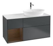 Тумба под раковину Villeroy & Boch Finion 120х50,1 см с подсветкой МДФ темно-синий матовый лак/стекло белое матовое F801GNHG